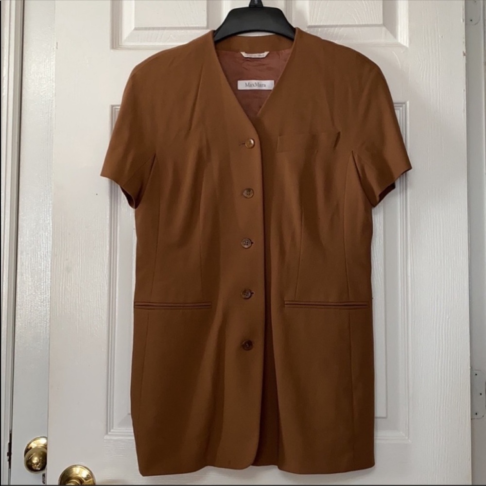 VTG Max Mara Italy Camel Wool Short Sleeve Jacket